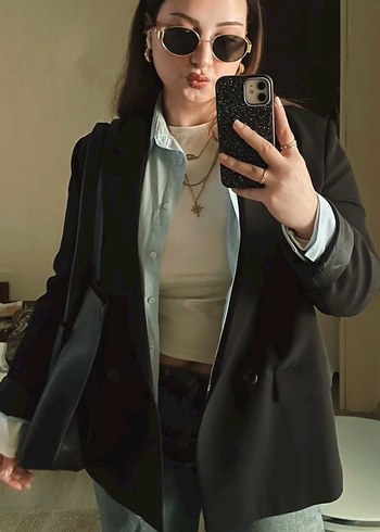 Defacto Sikligin Simgesi Siyah Oversize Blazer Ceket