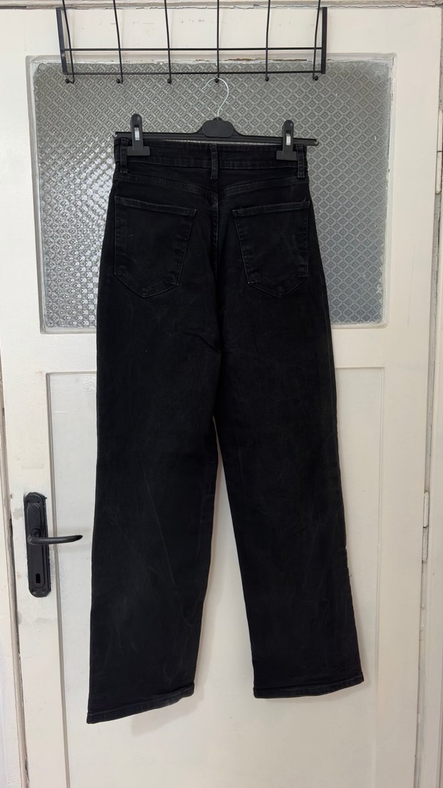 Siyah palazzo yüksek bel kot pantolon - Görsel 3