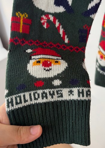 Renkli Desenli Kadın Kazak yılbaşı - Görsel 2