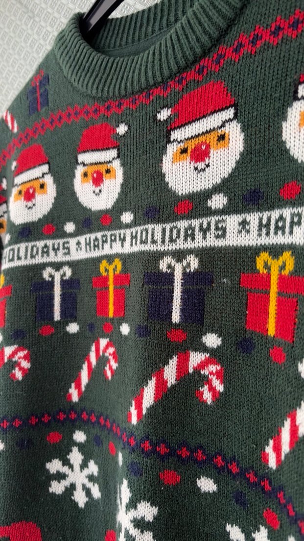 Renkli Desenli Kadın Kazak yılbaşı - Görsel 3