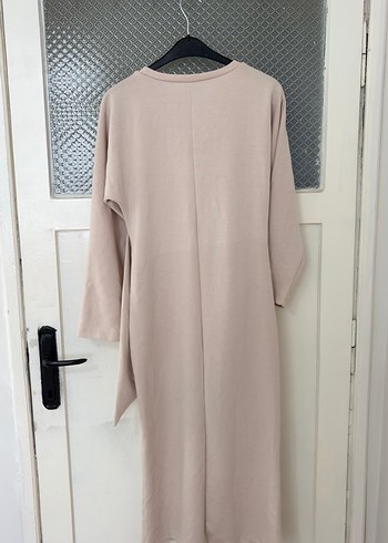 Pudra önden bağlamalı uzun elbise - Görsel 2