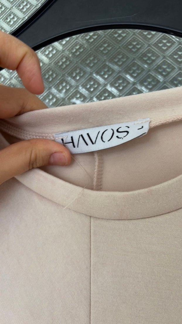 Pudra önden bağlamalı uzun elbise - Görsel 3