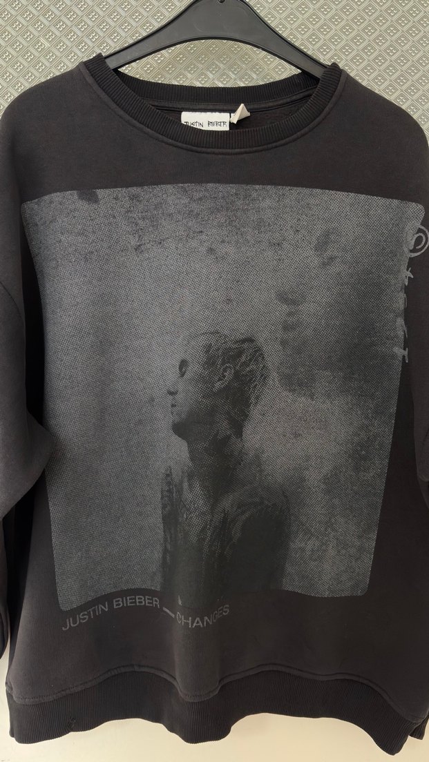 Justın bieber baskılı gri sweatshirt - Görsel 3
