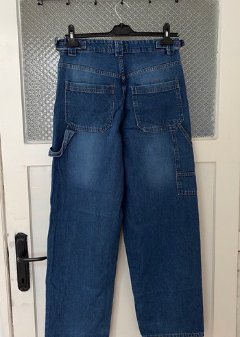 Kadın Mavi Bol Kesim Kot Pantolon - Görsel 4