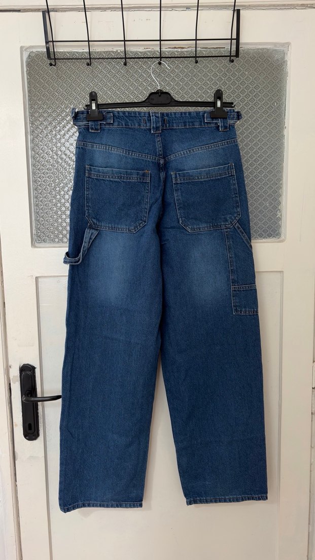 Kadın Mavi Bol Kesim Kot Pantolon - Görsel 4