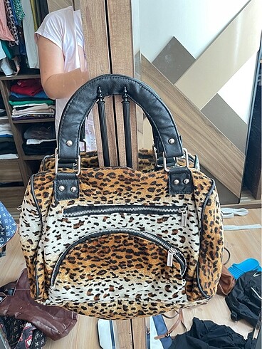 Leopar vintage çanta y2k