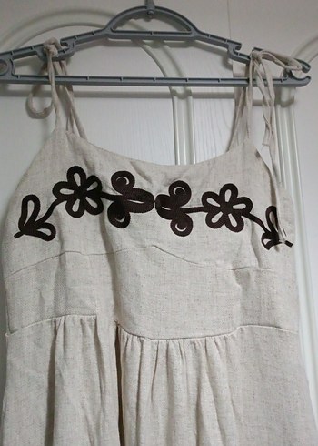 Nakışlı Bohem Keten Elbise - Görsel 3