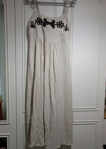 Nakışlı Bohem Keten Elbise - Görsel 2