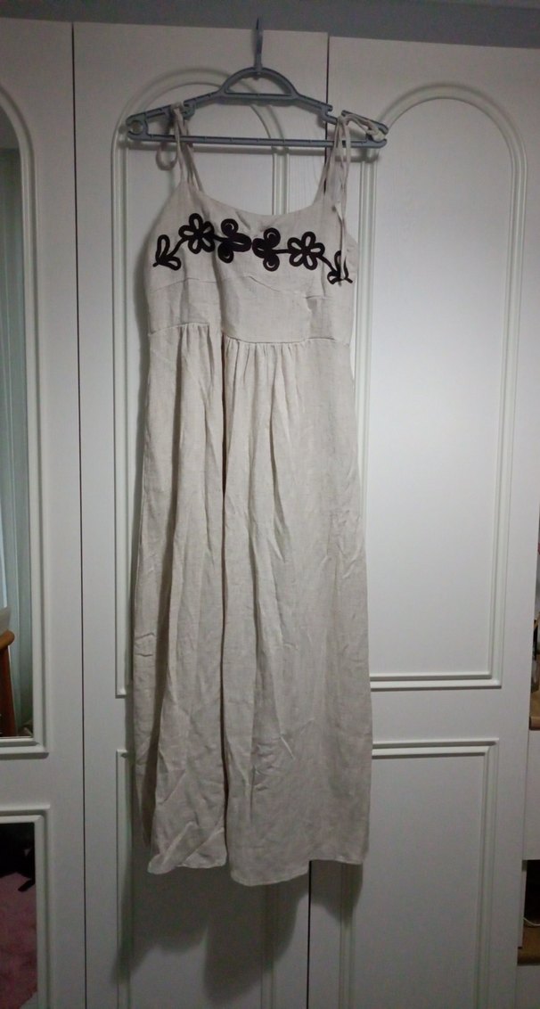 Nakışlı Bohem Keten Elbise - Görsel 2