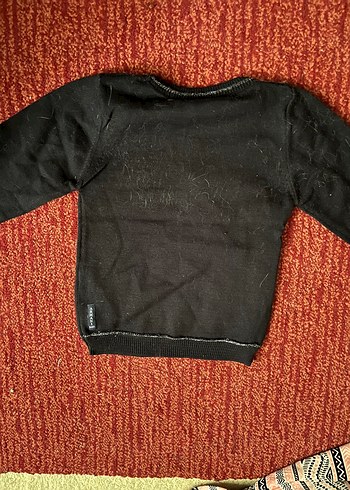 0-3 Ay Beden Kız bebek Siyah Uzun Kollu Triko Sweatshirt