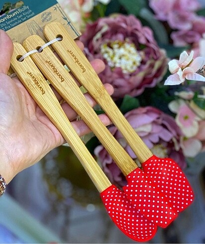 Bambum Bambum Bolly 3'lü Spatula Seti Kırmızı