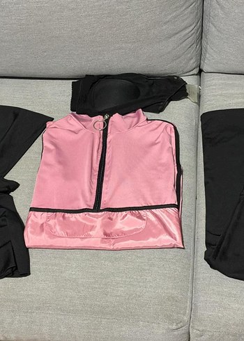 Pembe Uzun Kollu Fermuarlı Kadın haşema - Görsel 2