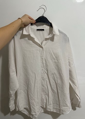 Düğmeli Beyaz  Kadın Gömlek - Görsel 3