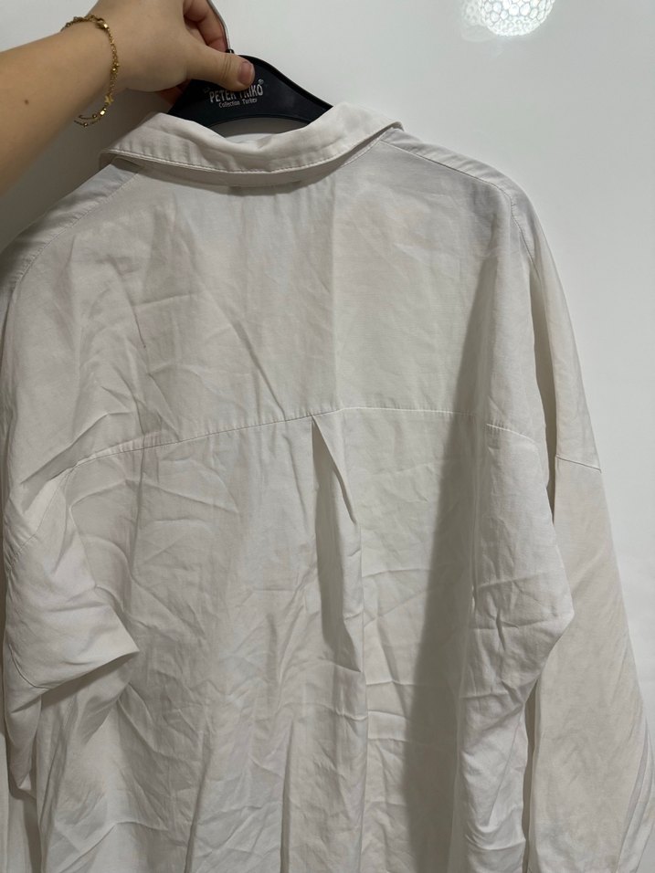 Düğmeli Beyaz  Kadın Gömlek - Görsel 4