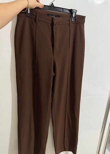 Kahverengi Kemerli  Kumaş Kadın Pantolon - Görsel 2