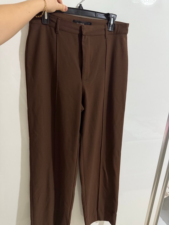 Kahverengi Kemerli  Kumaş Kadın Pantolon - Görsel 2