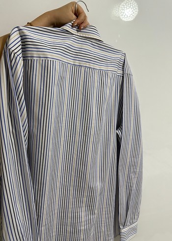 Düğmeli Çizgili Pamuklu Erkek Gömlek - Görsel 4