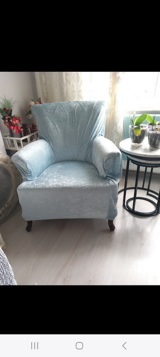 Pastel Mavi Modern Klasik Kanepe Kılıfı - Görsel 3