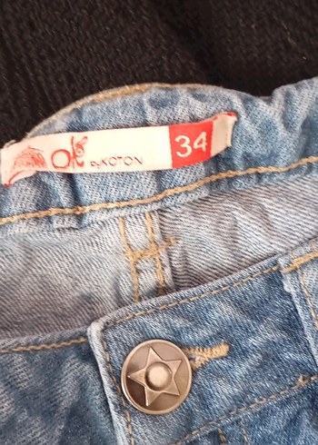 Koton Kadın Düğmeli Mavi Mini Denim Şort