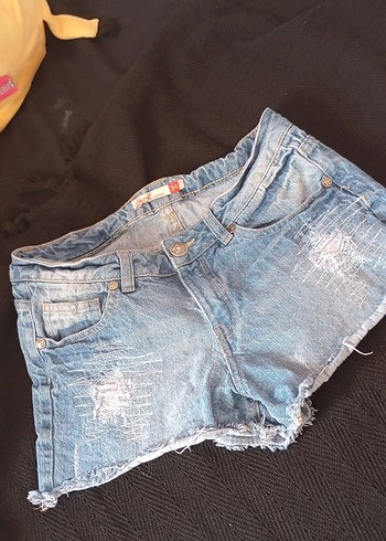 Kadın Düğmeli Mavi Mini Denim Şort