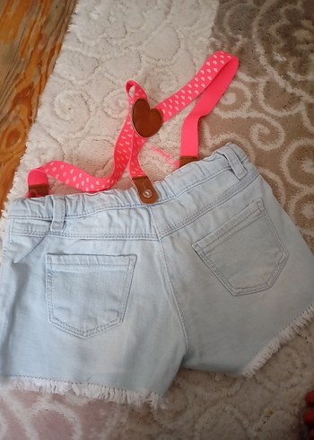 Pembe Askılı Kız Denim Şort - Görsel 2