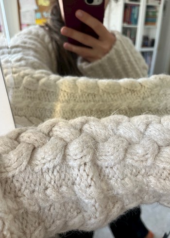 Dilvin Beyaz Örgü Rahat Kazak - Görsel 7