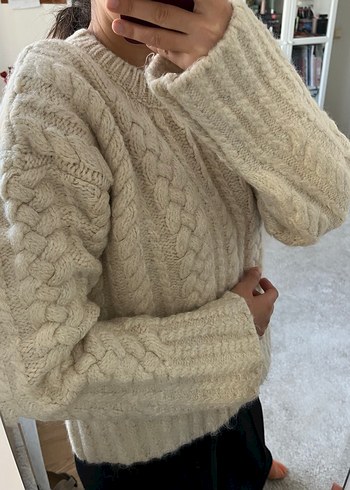 Dilvin Beyaz Örgü Rahat Kazak - Görsel 9