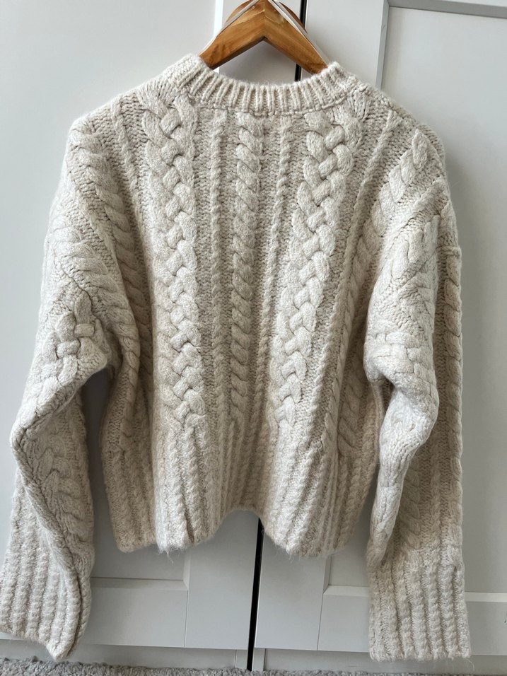 Dilvin Beyaz Örgü Rahat Kazak - Görsel 2