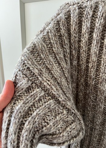 Pull and Bear Yüksek Yakalı Bej Örgü Kadın Kazak - Görsel 6