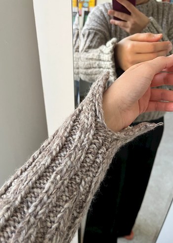 Pull and Bear Yüksek Yakalı Bej Örgü Kadın Kazak - Görsel 4