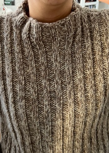 Pull and Bear Yüksek Yakalı Bej Örgü Kadın Kazak - Görsel 2