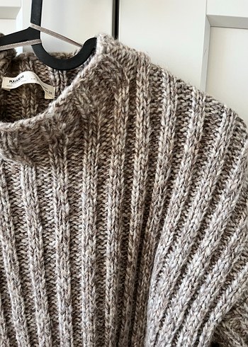Pull and Bear Yüksek Yakalı Bej Örgü Kadın Kazak - Görsel 7