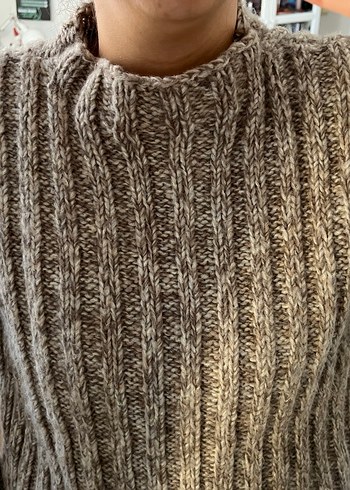 Pull and Bear Yüksek Yakalı Bej Örgü Kadın Kazak - Görsel 3