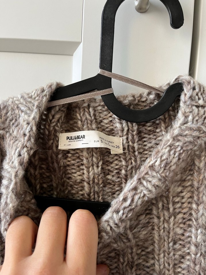 Pull and Bear Yüksek Yakalı Bej Örgü Kadın Kazak - Görsel 5