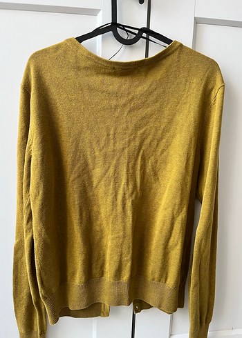 Düğmeli Sarı Kadın Hırka - Görsel 4