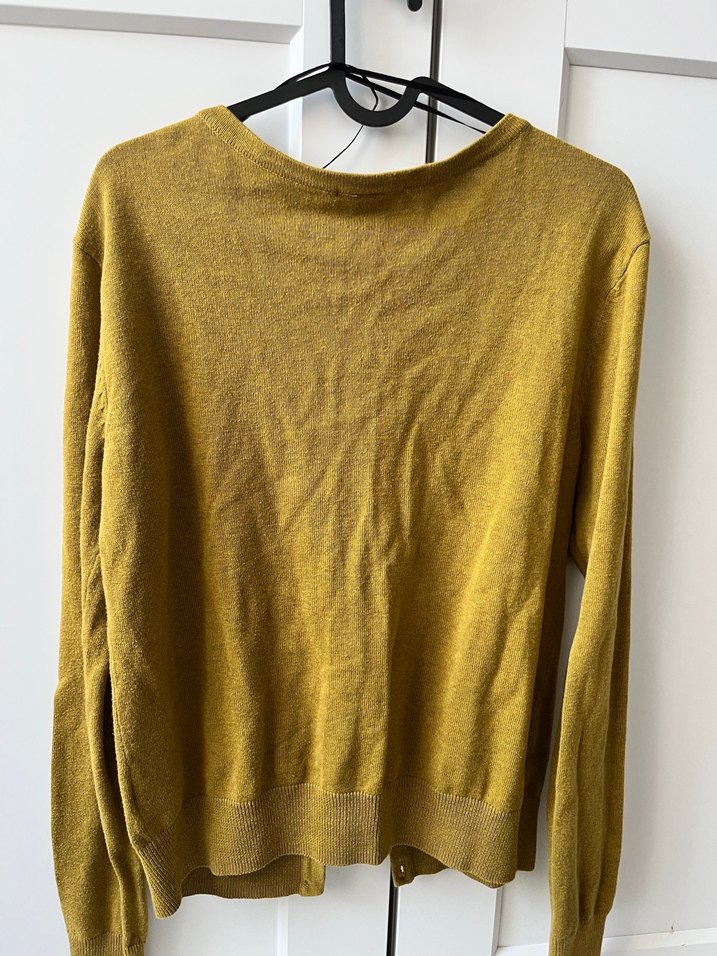 Düğmeli Sarı Kadın Hırka - Görsel 4