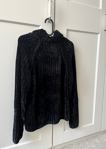 Siyah Şönil Örgü  Kazak - Görsel 4