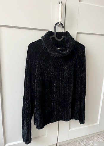 Siyah Şönil Örgü  Kazak - Görsel 2