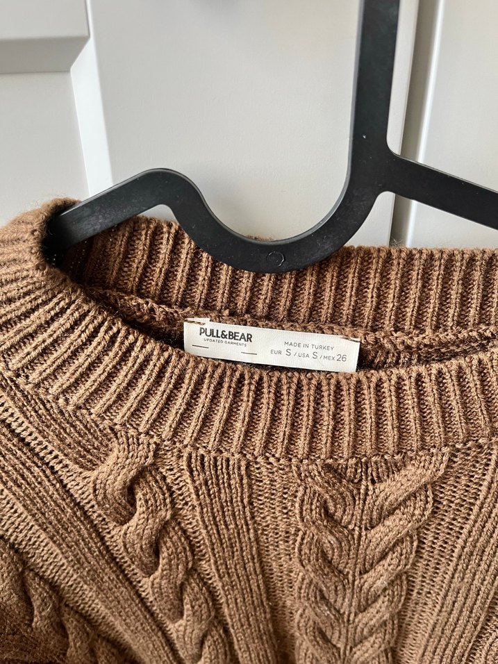 Pull and Bear Kahverengi Örgü Kadın Kazak - Görsel 3