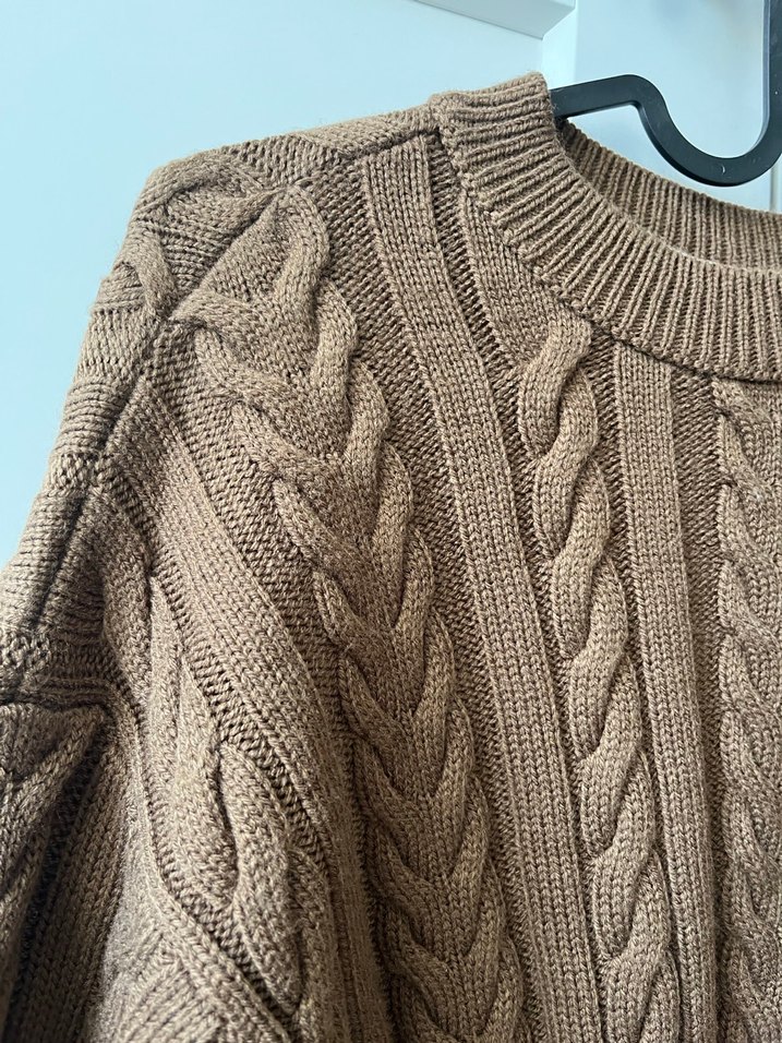Pull and Bear Kahverengi Örgü Kadın Kazak - Görsel 2