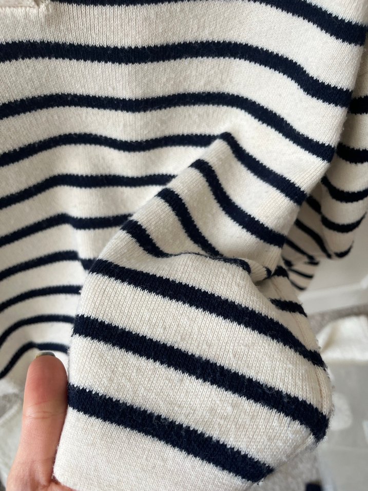 Çizgili Yünlü Kadın Triko Kazak - Görsel 4