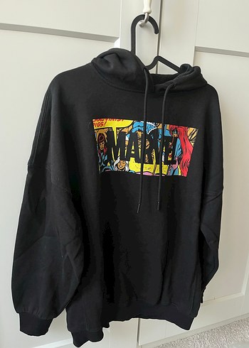 Marvel Baskılı Siyah Kapüşonlu Sweatshirt - Görsel 6
