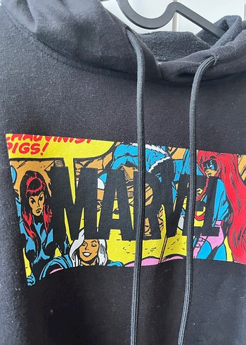 Marvel Baskılı Siyah Kapüşonlu Sweatshirt - Görsel 2