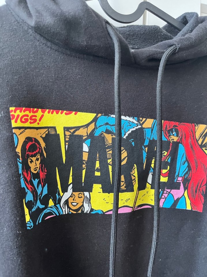 Marvel Baskılı Siyah Kapüşonlu Sweatshirt - Görsel 2