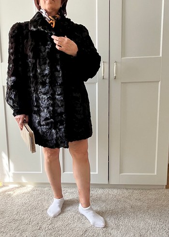 Koyu Kahverengi Midi Boy Gerçek Kürk Kadın Kaban - Görsel 5