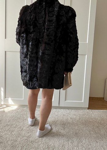 Koyu Kahverengi Midi Boy Gerçek Kürk Kadın Kaban - Görsel 3