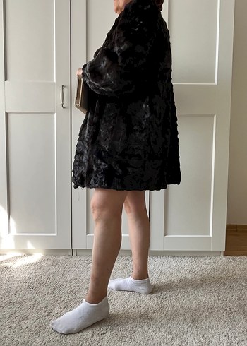 Koyu Kahverengi Midi Boy Gerçek Kürk Kadın Kaban - Görsel 4