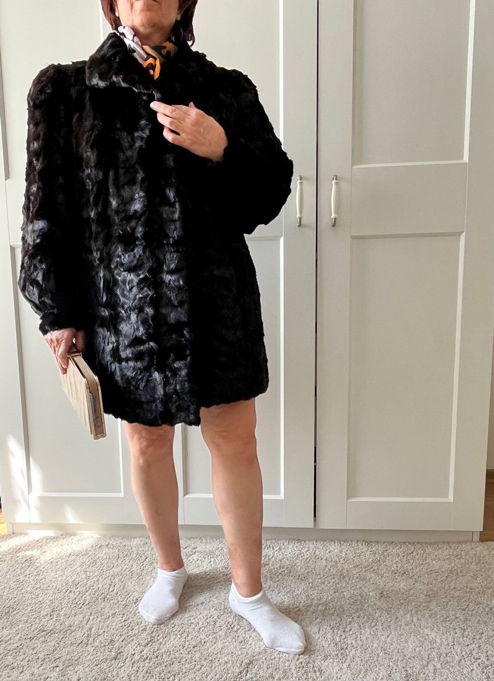 Koyu Kahverengi Midi Boy Gerçek Kürk Kadın Kaban - Görsel 5