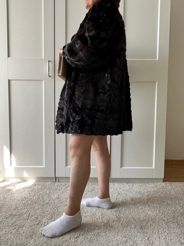 Koyu Kahverengi Midi Boy Gerçek Kürk Kadın Kaban - Görsel 4