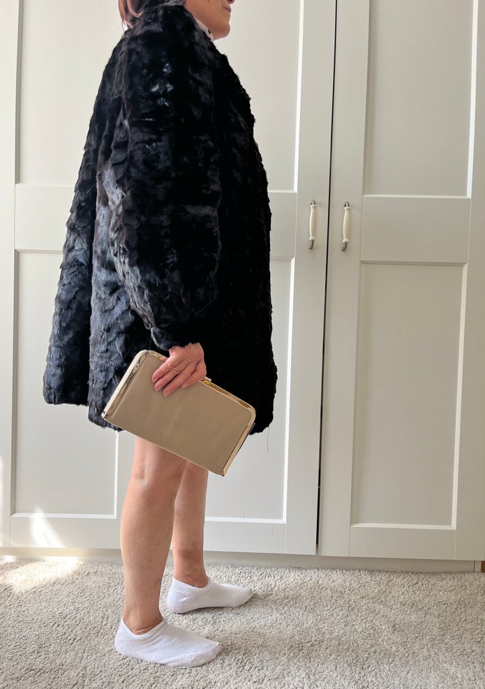 Koyu Kahverengi Midi Boy Gerçek Kürk Kadın Kaban - Görsel 2